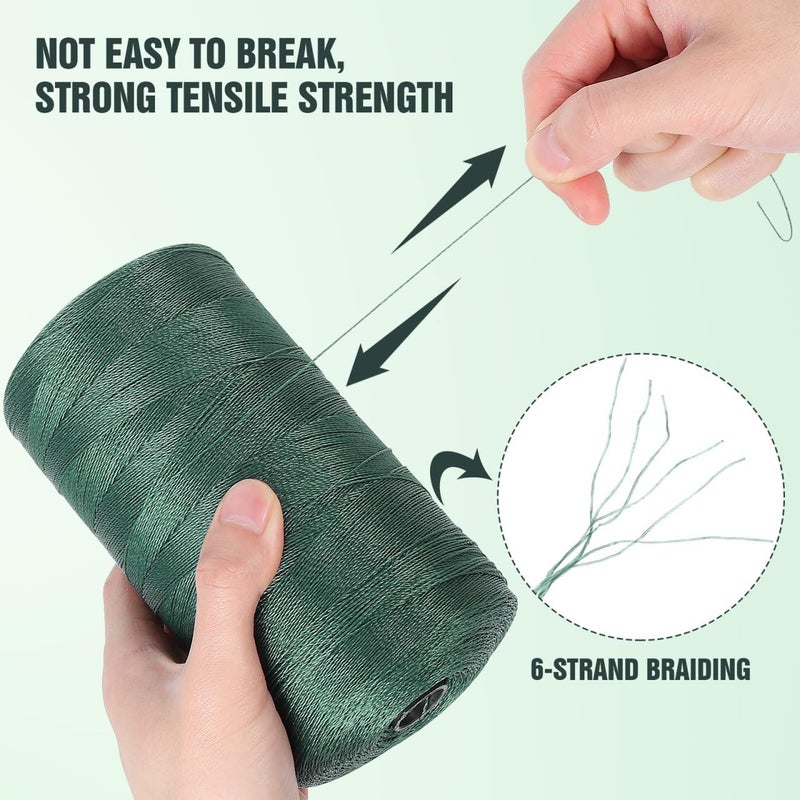 Toddmomy 1Roll Braided Nylon Twine: 6-Strand Fishing Net Repair Rope for Outdoor Camping Marine Binding (Dark Green‌) - Image 2